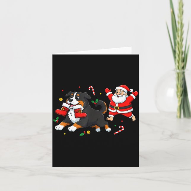 Bernese Mountain Dog Santa Claus Boots Christmas W Card (Front)