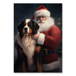 Bernese Mountain Dog Santa Claus Festive Christmas Table Number