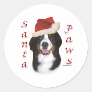Bernese Mountain Dog Santa Paws Classic Round Sticker
