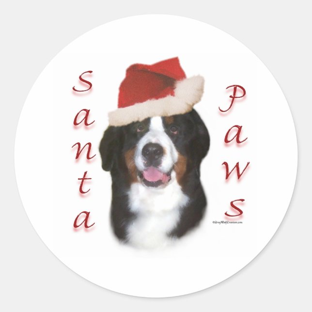 Bernese Mountain Dog Santa Paws Classic Round Sticker (Front)