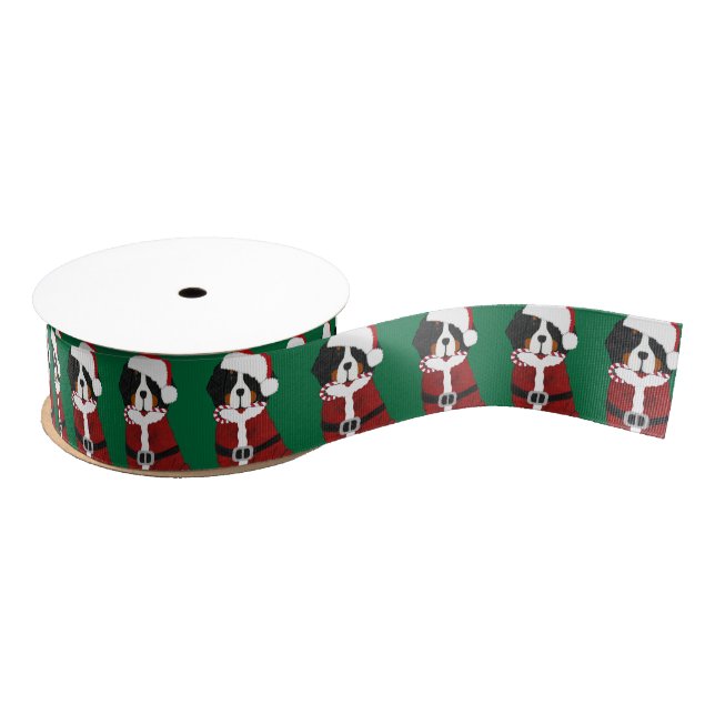 Bernese Mountain Dog Santa Paws Grosgrain Ribbon (Spool)