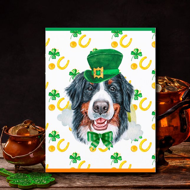 Bernese Mountain Dog Shamrock St. Patricks Day Holiday Postcard (Creator Uploaded)