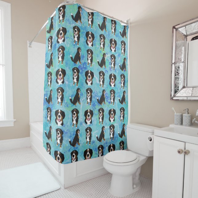 Bernese Mountain Dog Shower Curtain (In Situ)