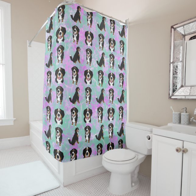Bernese Mountain Dog Shower Curtain (In Situ)