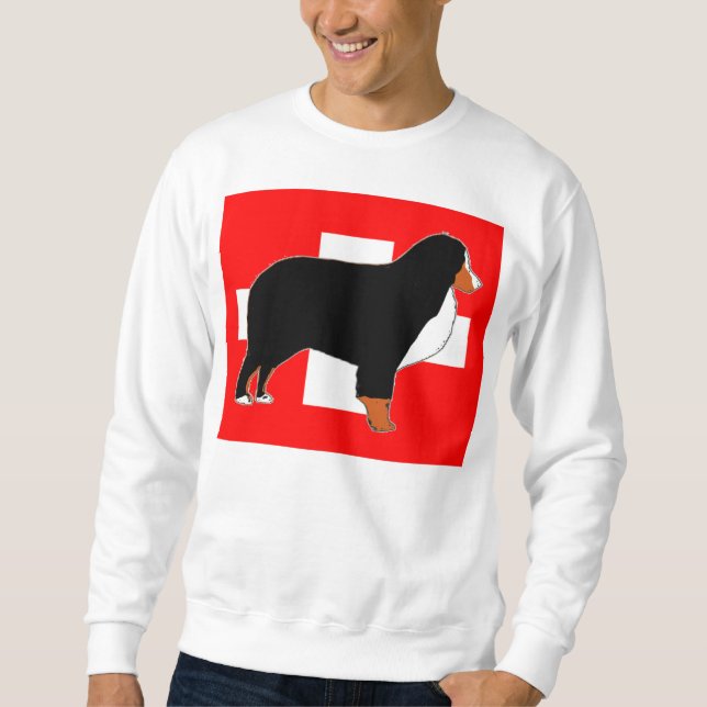 bernese mountain dog silhouette on flag rust sweatshirt (Front)