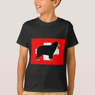 bernese mountain dog silhouette on flag rust T-Shirt