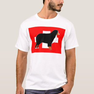 bernese mountain dog silhouette on flag rust T-Shirt