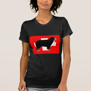 bernese mountain dog silhouette on flag rust T-Shirt