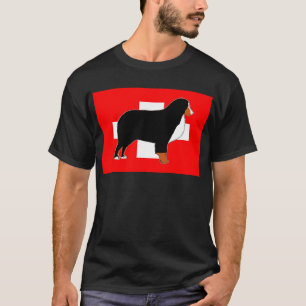 bernese mountain dog silhouette on flag rust T-Shirt
