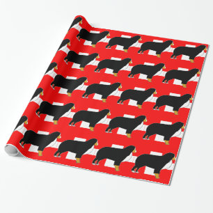 bernese mountain dog silhouette on flag tan wrapping paper