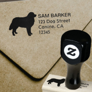 Bernese Mountain Dog Silhouette Return Address Rubber Stamp