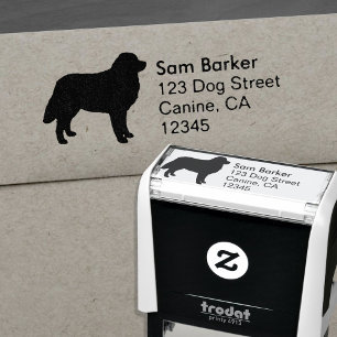 Bernese Mountain Dog Silhouette Return Address Self-inking Stamp