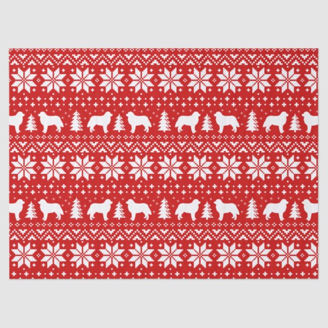 Bernese Mountain Dog Silhouettes Christmas Pattern Tissue Paper (Front)