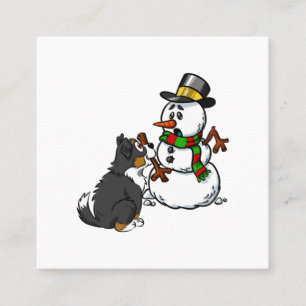 Bernese Mountain Dog Snowman Christmas Square Business Card