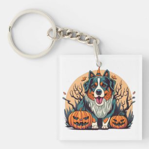 Bernese Mountain Dog Spooky Halloween Key Ring