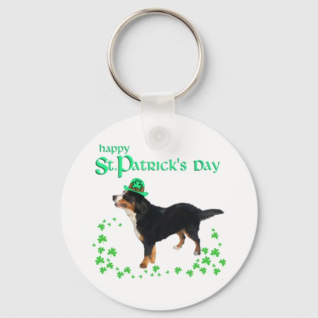 Bernese Mountain Dog St. Patrick's Day Key Ring (Front)