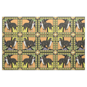 Bernese Mountain dog "stained glass" fabric