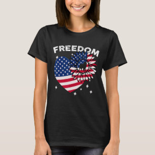 Bernese Mountain Dog Sunflower Heart American Flag T-Shirt
