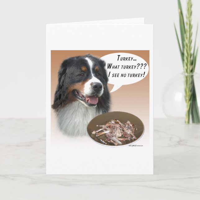 Bernese Mountain Dog Turkey Holiday Card (Front)