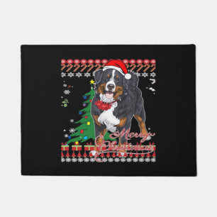 Bernese Mountain Dog Ugly Christmas Sweater Shirt Doormat