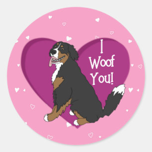 Bernese Mountain Dog Valentines Day Classic Round Sticker