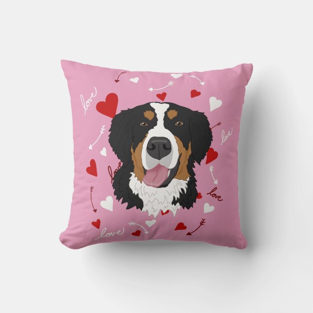 Bernese Mountain Dog Valentines Day  Cushion (Front)