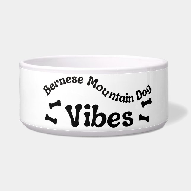 Bernese Mountain Dog Vibes Ceramic Dog Bowl (Left)
