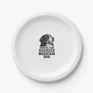 Bernese Mountain Dog Vintage Engraving Shirt Desig Paper Plate