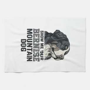 Bernese Mountain Dog Vintage Engraving Shirt Desig Tea Towel