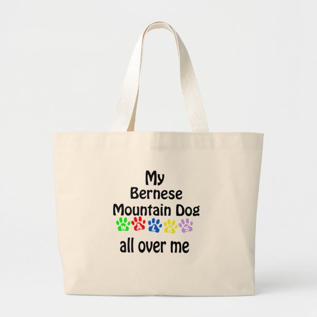 Bernese Mountain Dog Walks Design Large Tote Bag (Front)