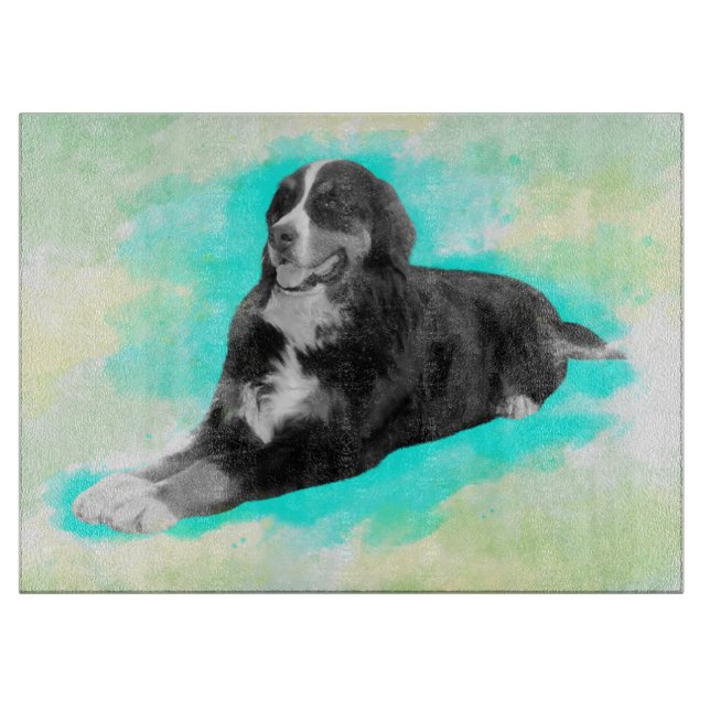 Bernese Mountain Dog Watercolor Art Cutting Board (Front)