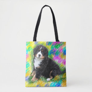 Bernese Mountain Dog Watercolor Art Painting Tote Bag