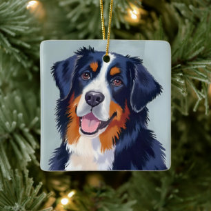 Bernese Mountain Dog   Watercolor Painting Ceramic Ornament