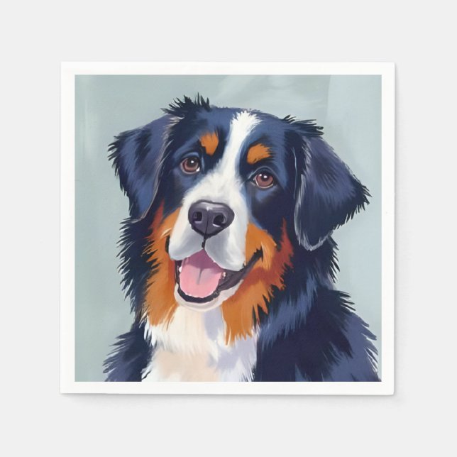 Bernese Mountain Dog | Watercolor Painting Napkin (Front)