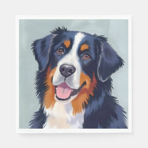 Bernese Mountain Dog   Watercolor Painting Napkin