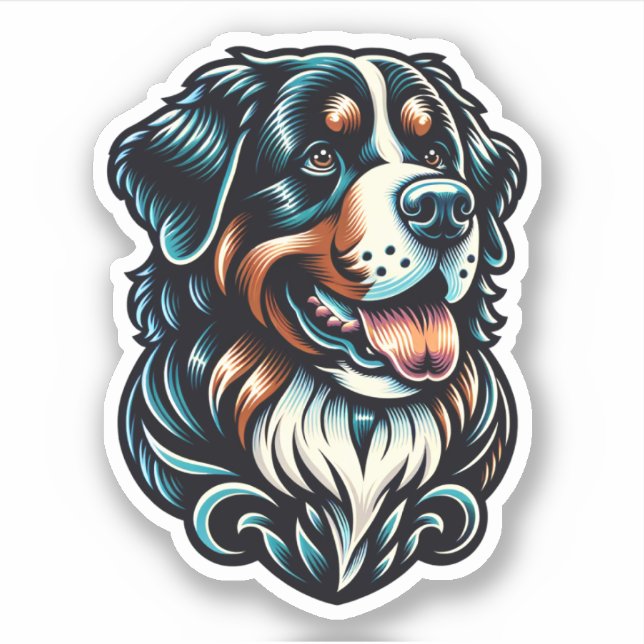 Bernese Mountain Dog Waterproof Sticker (Front)