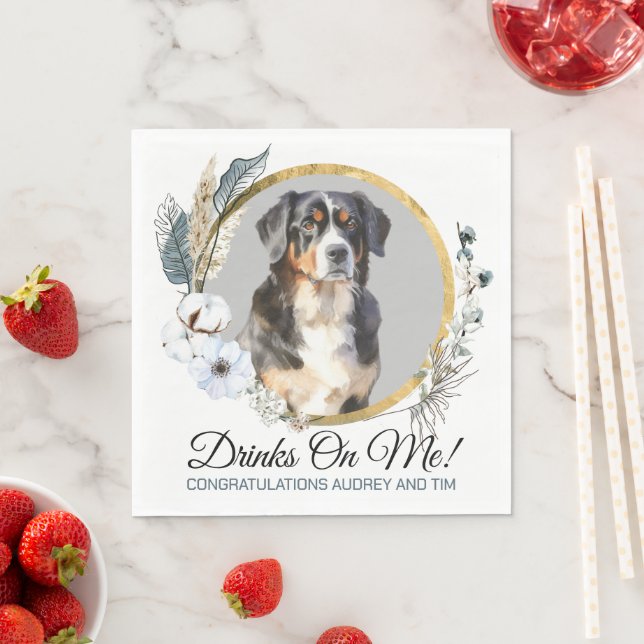 Bernese Mountain Dog Wedding Napkins (Insitu)
