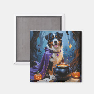 Bernese Mountain Dog Whimsical Halloween Painting Magnet