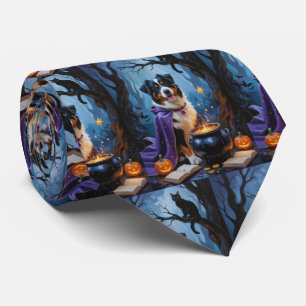 Bernese Mountain Dog Whimsical Halloween Painting Tie