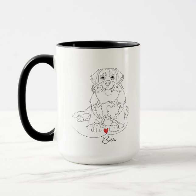 Bernese Mountain Dog with Heart Line Art Mug (Left)