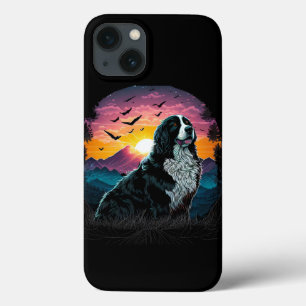 Bernese Mountain Dog with Mountain Sunrise view iPhone 13 Case