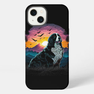 Bernese Mountain Dog with Mountain Sunrise view iPhone 13 Case