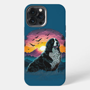 Bernese Mountain Dog with Mountain Sunrise view iPhone 13 Pro Max Case