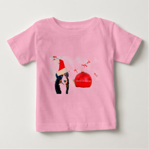 Bernese Mountain Dog with red Christmas Ornament Baby T-Shirt