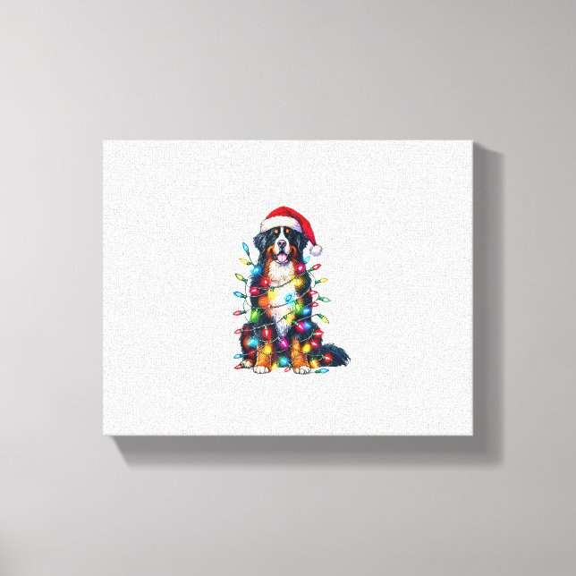 Bernese Mountain Dog x Christmas Lights  Canvas Print (Front)