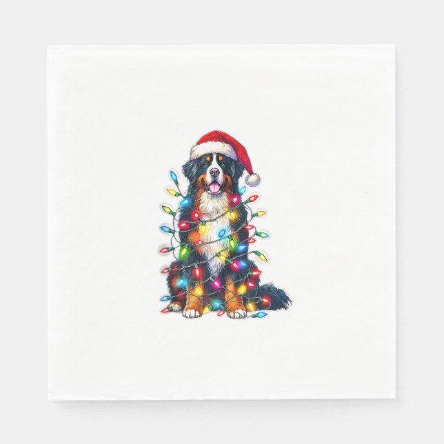 Bernese Mountain Dog x Christmas Lights  Napkin (Front)