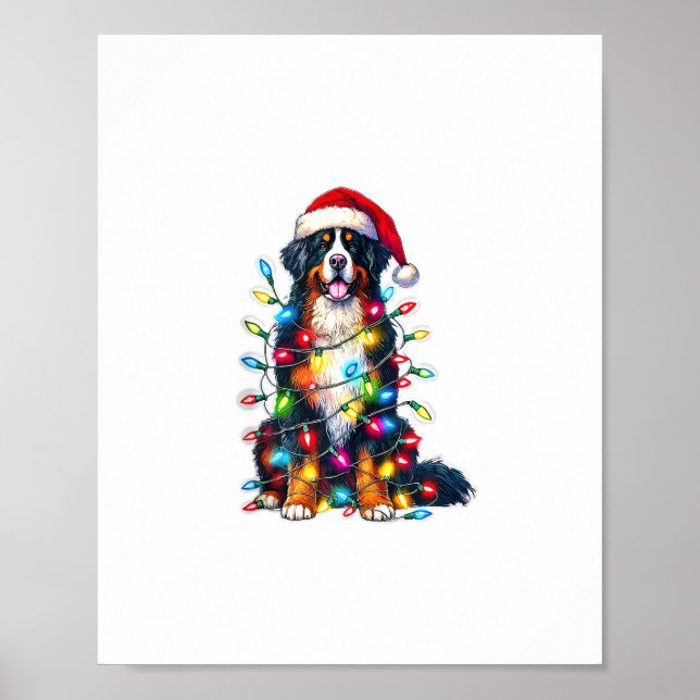 Bernese Mountain Dog x Christmas Lights  Poster (Front)