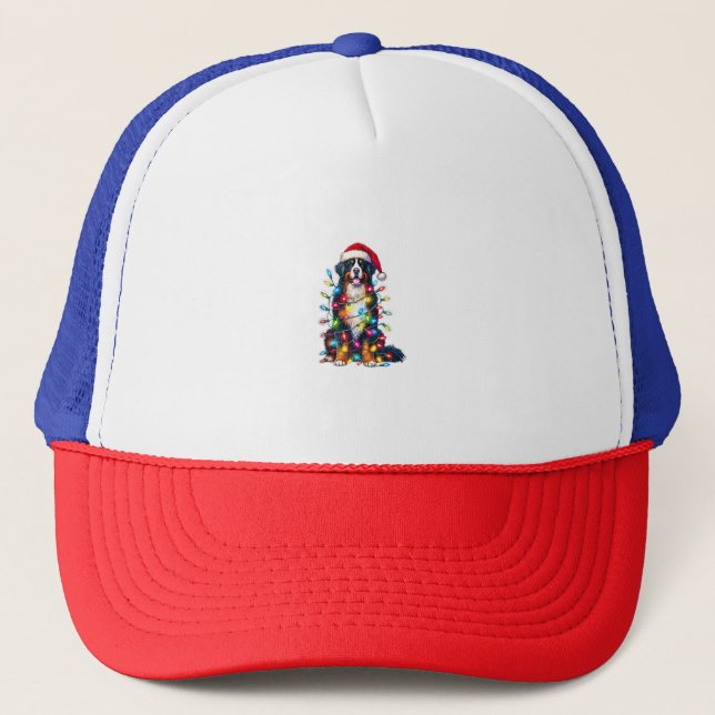 Bernese Mountain Dog x Christmas Lights  Trucker Hat (Front)