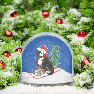 Bernese Mountain Dog Xmas Sled Snowglobe