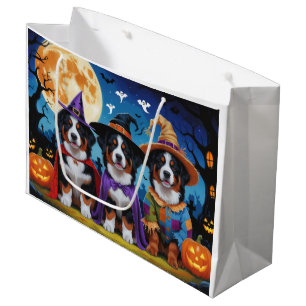 Bernese Mountain Dogs Pumpkin Halloween Funny Large Gift Bag